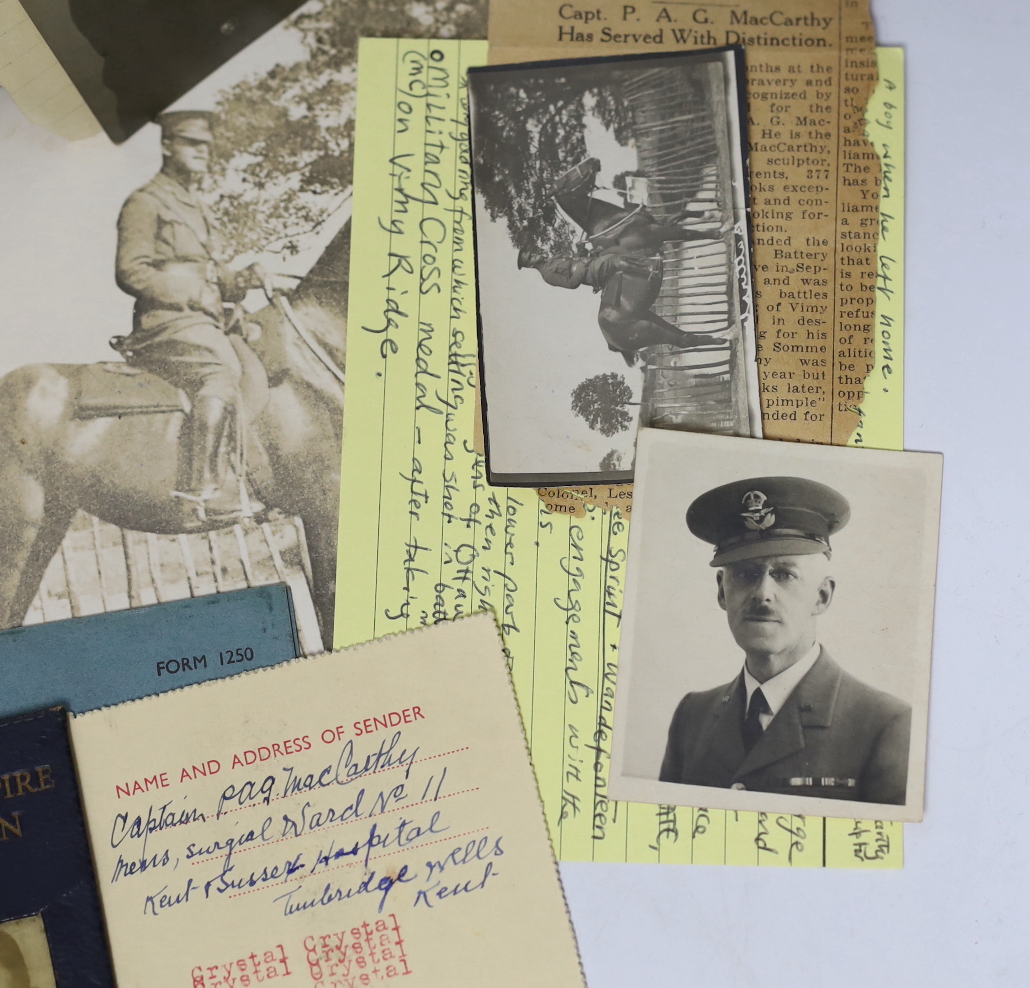 An archive of family collection of medals, photographs and documents including a WWI trio of War Medal